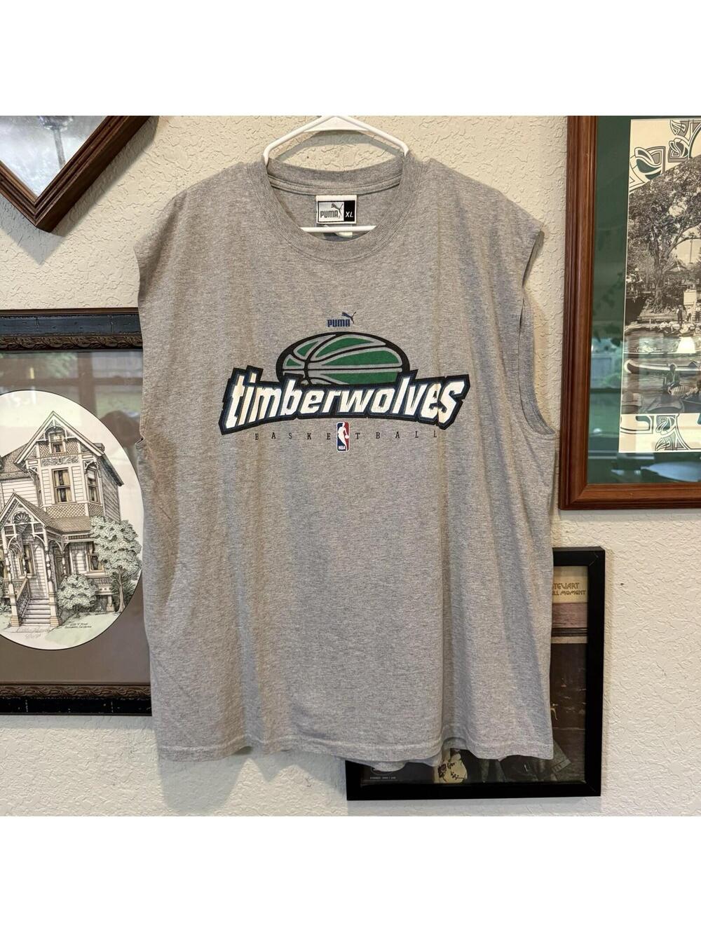 Vintage 90s RARE Puma Minnesota Timberwolves NBA Basketball Shirt Size Men’s XL